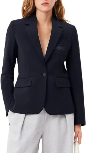 Lacoste Women's Embroidered Logo Wool Blend Blazer