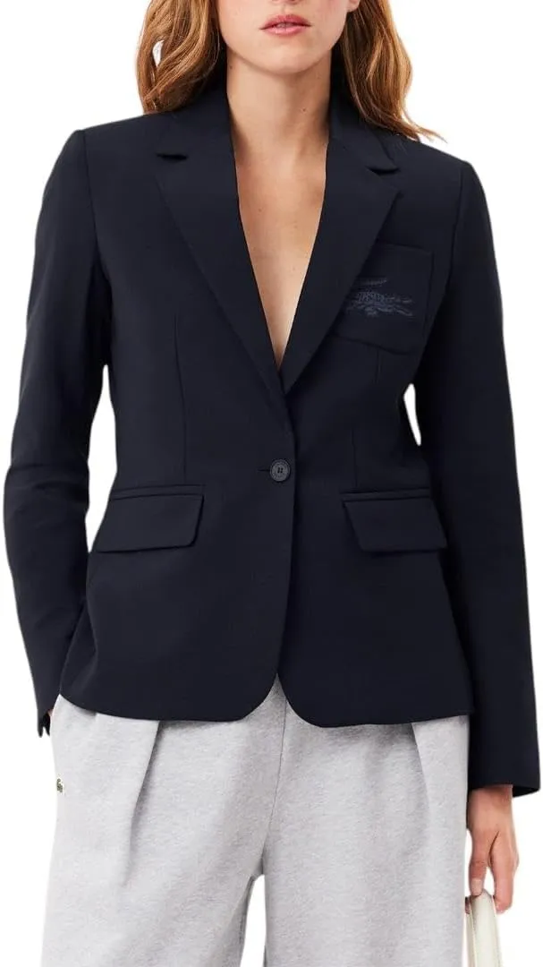 Lacoste Women's Embroidered Logo Wool Blend Blazer