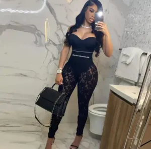 LACY LONG BLACK LACE LEGGINGS