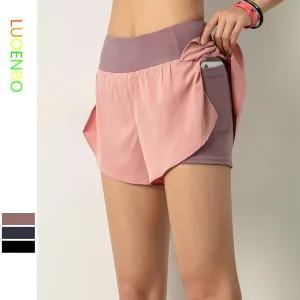 Ladies' Fitness Running shorts with side pockets, breezy, quick-dry yoga shorts for ladies, and fitness sportwear with double pockets
