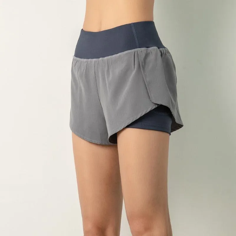 Ladies' Fitness Running shorts with side pockets, breezy, quick-dry yoga shorts for ladies, and fitness sportwear with double pockets