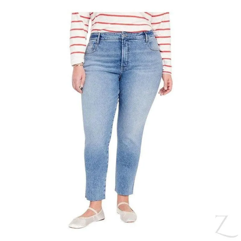 Ladies High Rise Super Strong Slightly Stretchy Slim Fit Denim Jeans With Cropped Hem | Plain | "Samina"