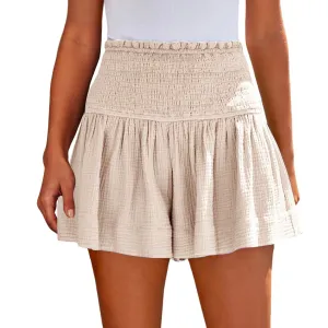 Ladies Large High Waist Casual Soft Breathable Wide Leg Shorts