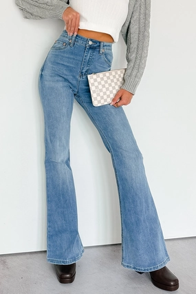 Lane Denim Signature 8 Flare Jeans (Medium Wash) Non-Binding Fit Tough Flex