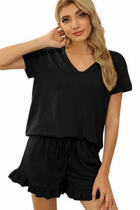RUFFLED HEM SHORTS AND TOP SET Interlock Stitching LayeredStyling