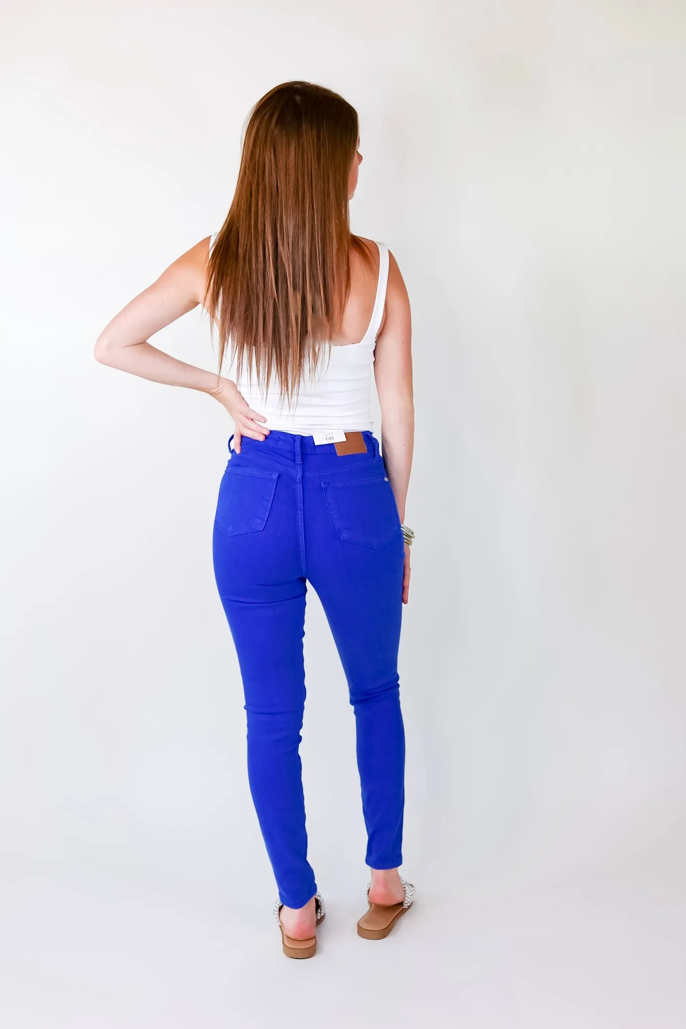 Last Chance Size 0 | Judy Blue | Vibrant Smiles Control Top Skinny Jeans in Cobalt Blue