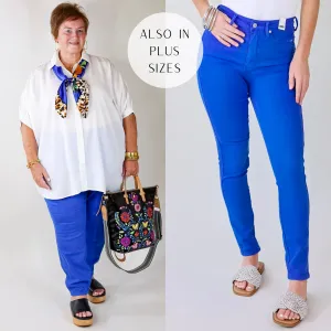 Last Chance Size 0 | Judy Blue | Vibrant Smiles Control Top Skinny Jeans in Cobalt Blue