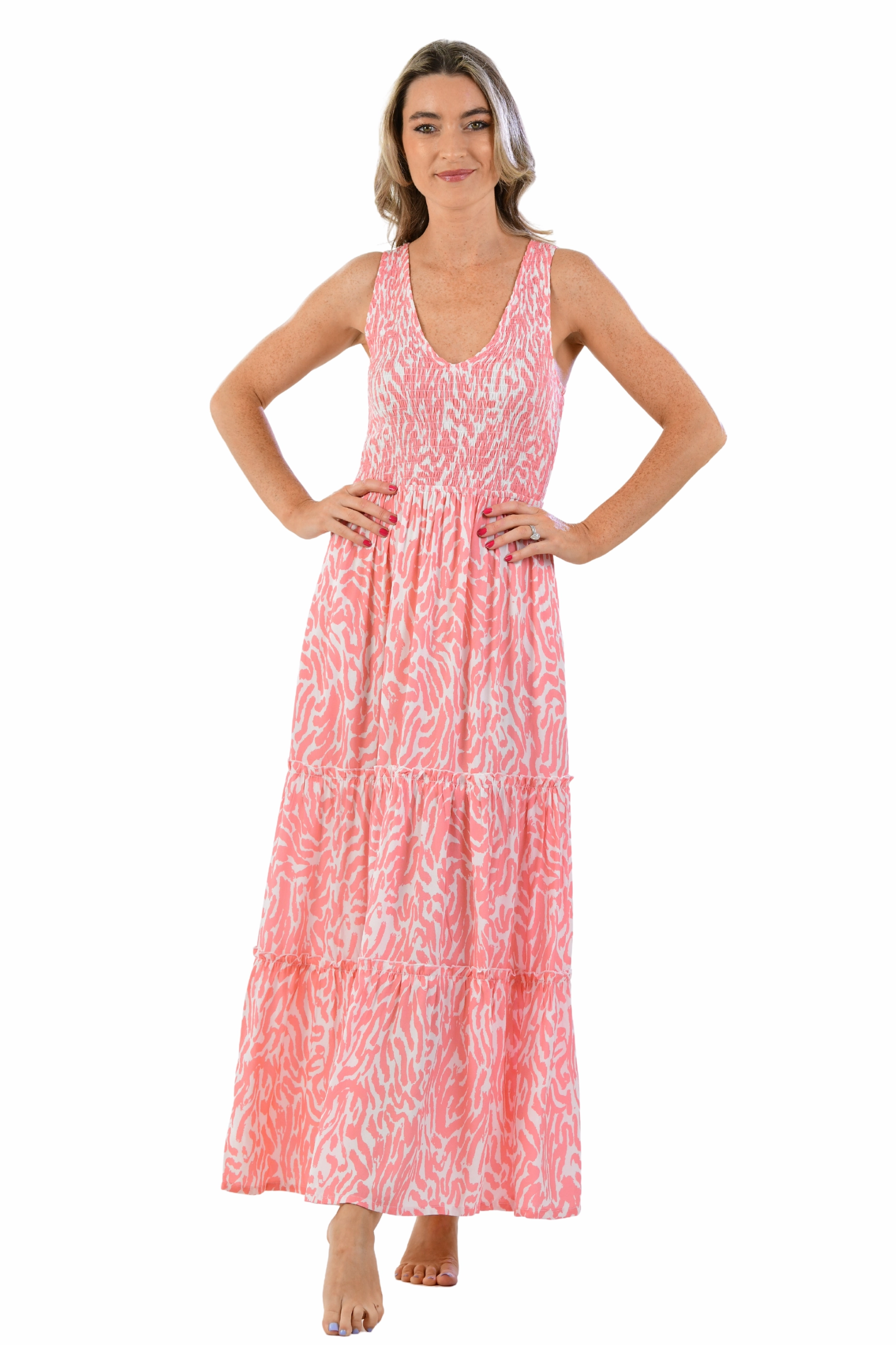City Bright Amanda Dress / Coral Zebra