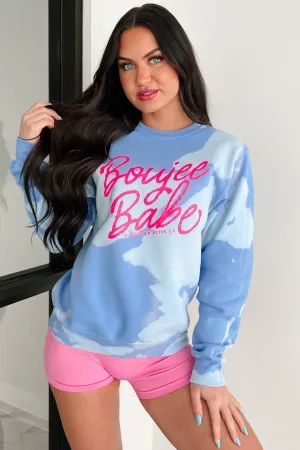 "Boujee Babe" Graphic Cloud Sweatshirt (Blue Bomba) Sheer Overlay Material FadeResistant Finish