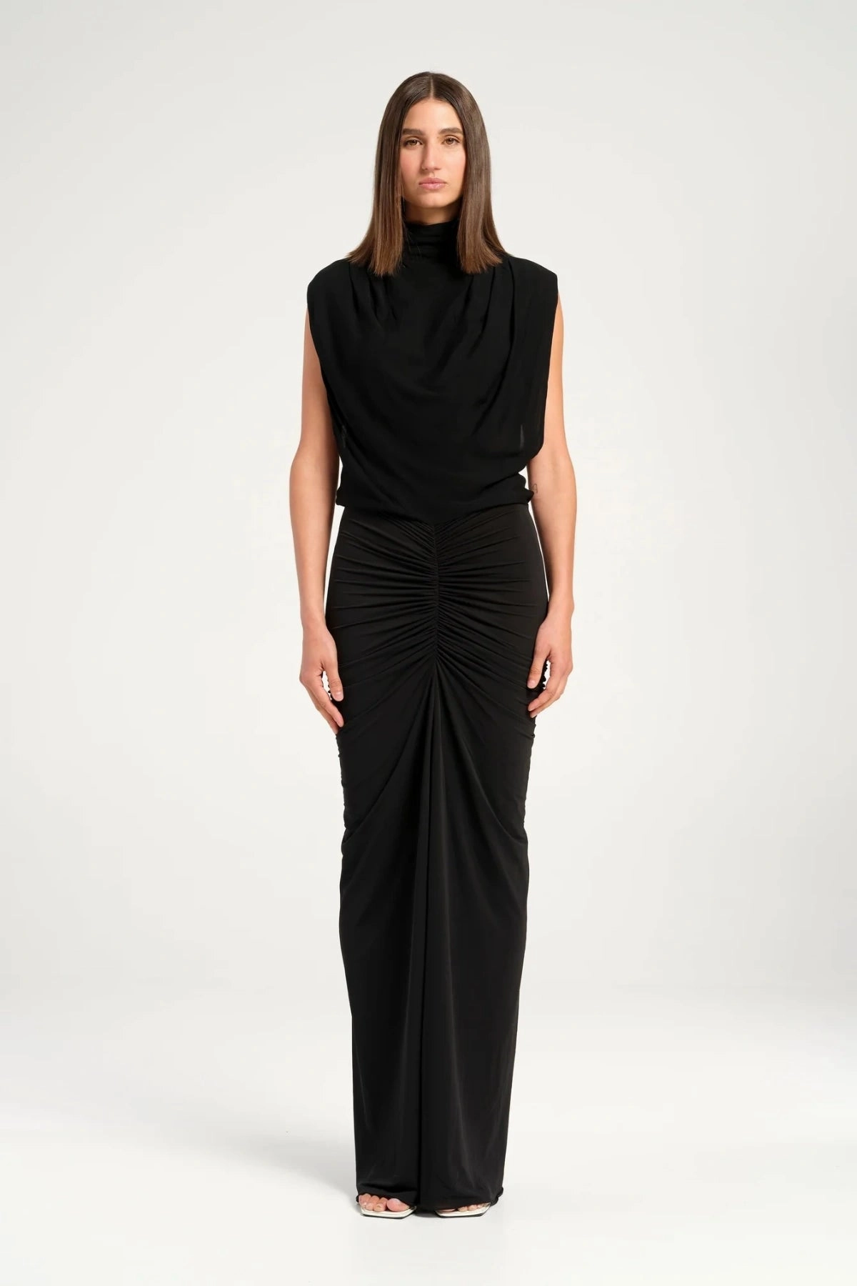Willow Maxi Dress Black Balanced Fit Texture Edge