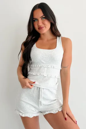 Seamless construction Soft Serve Ribbed Tank & Shorts Set (Heather Grey)