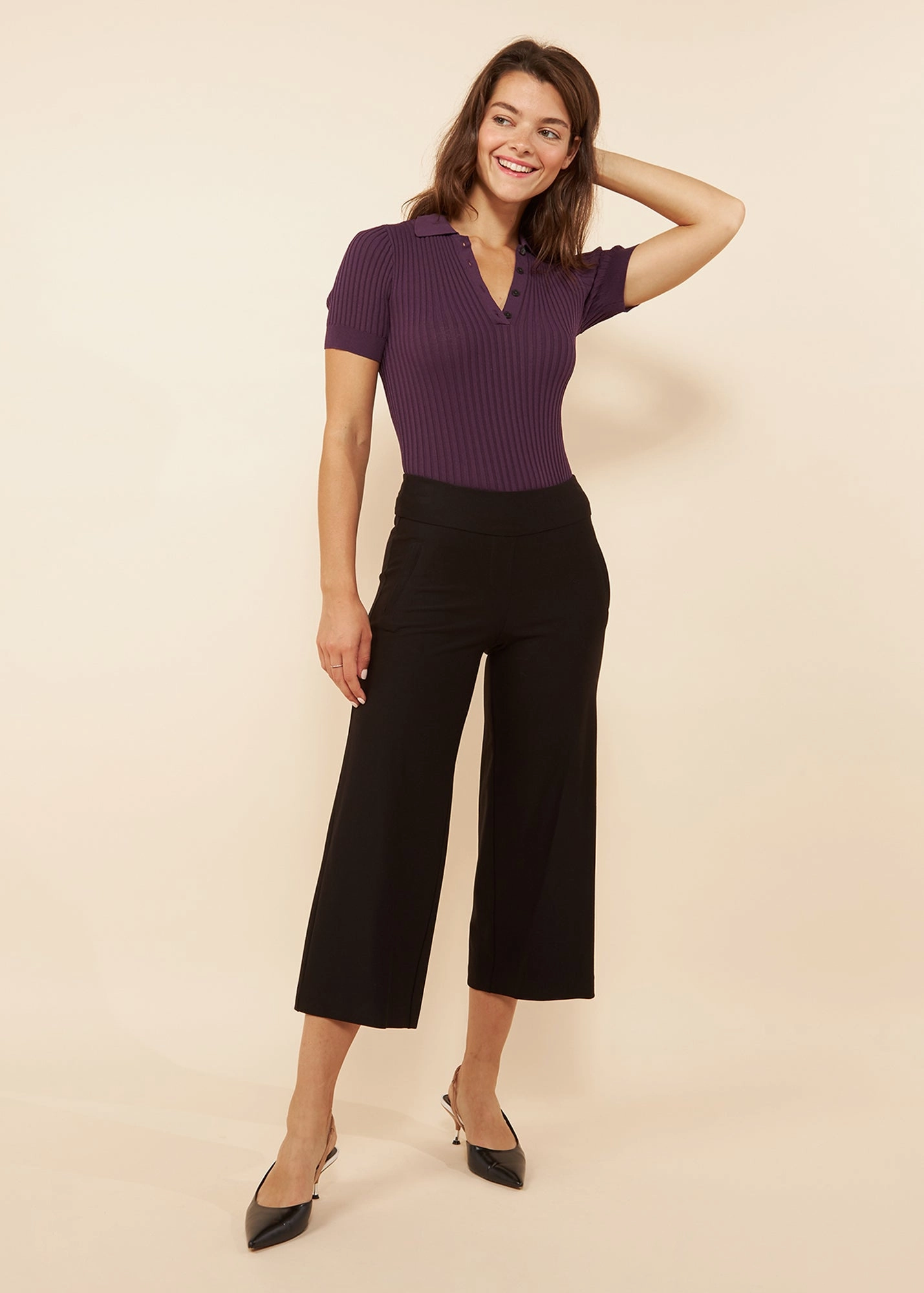 Relax Fit Design Carrie Black Ponte Wide Leg