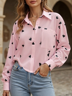 Ventilated Mesh Panels LowMaintenanceMaterial Heart Print Personalized Shirt Top
