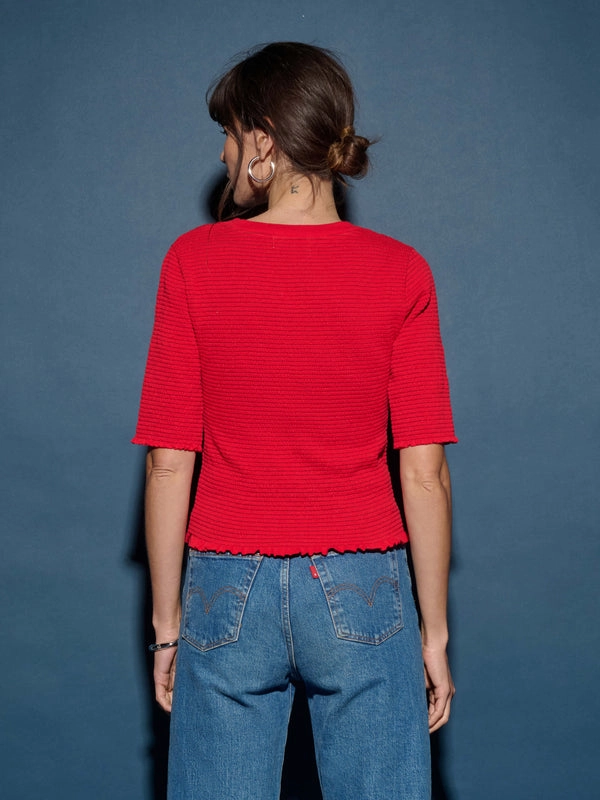NonToxicCoating Recycled Polyester Blend BEVERLY SMOCKED TOP