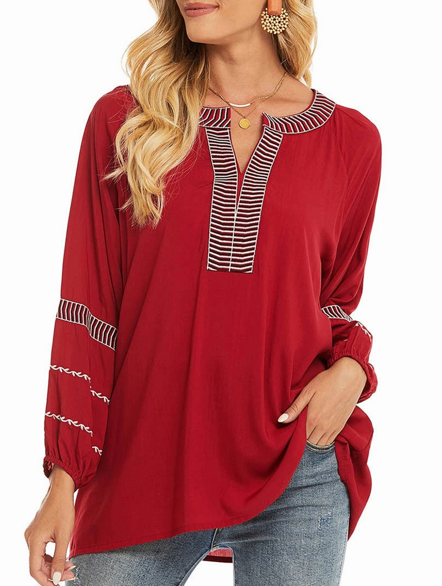 COTTON PLUS-SIZE EMBROIDERED SHIRT_CWTBLL0821 ColorfastMaterial NonChafeCollarTech