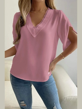 LAYERED V NECK ANGEL SLEEVED BLOUSE TOP NonIrritating