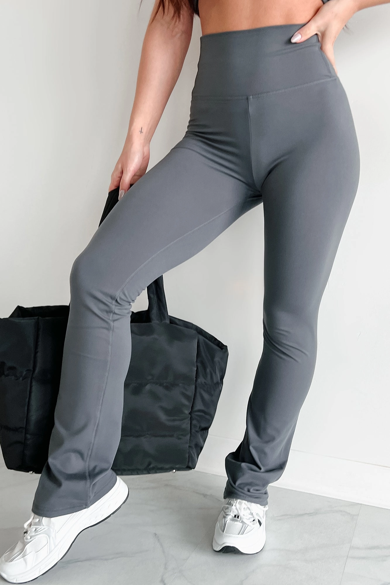 ReinforcedKneePanels In Alignment High Waist Flare Leggings (Coal Grey)