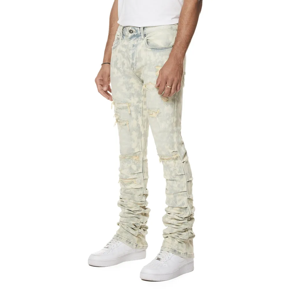 Lazy Stacked Flared Colored Jeans - Seafoam