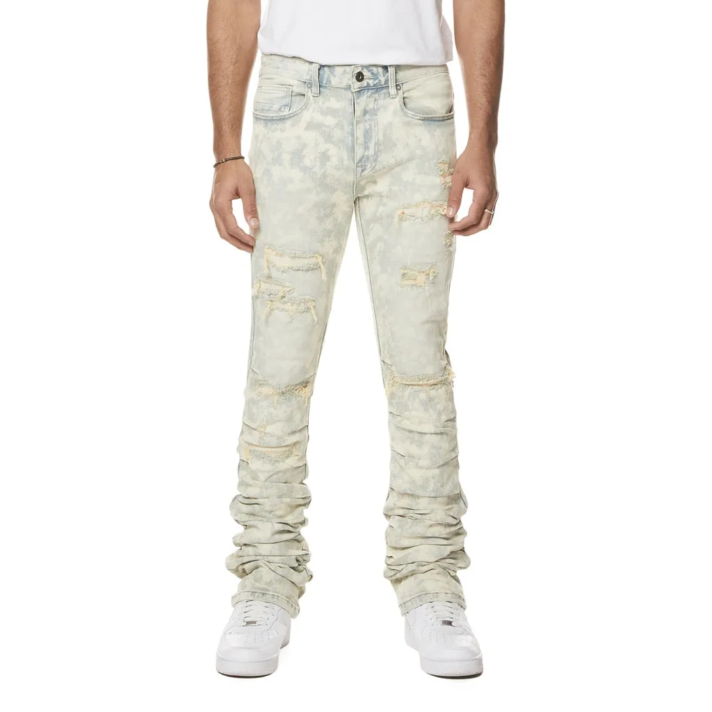 Lazy Stacked Flared Colored Jeans - Seafoam