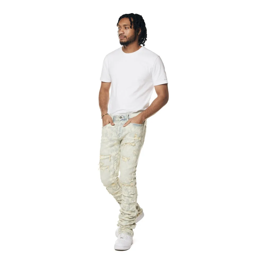 Lazy Stacked Flared Colored Jeans - Seafoam