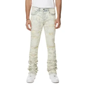 Lazy Stacked Flared Colored Jeans - Seafoam