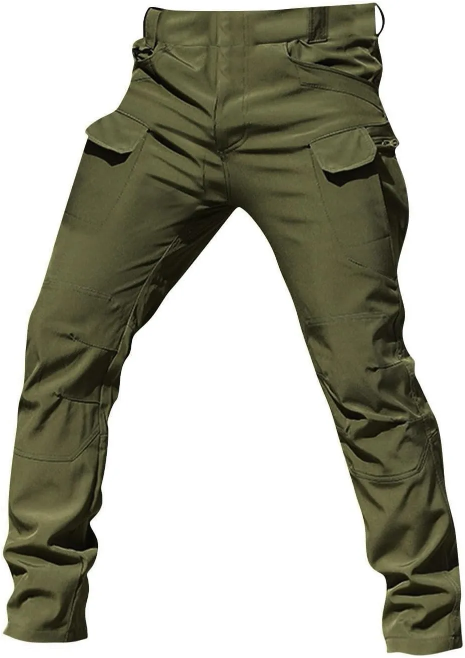 lcyhony Flexcamo - Tactical Waterproof Pants Men Relaxed fit Ripstop Hiking Work Pants Multi Pockets Water Resistant Pant