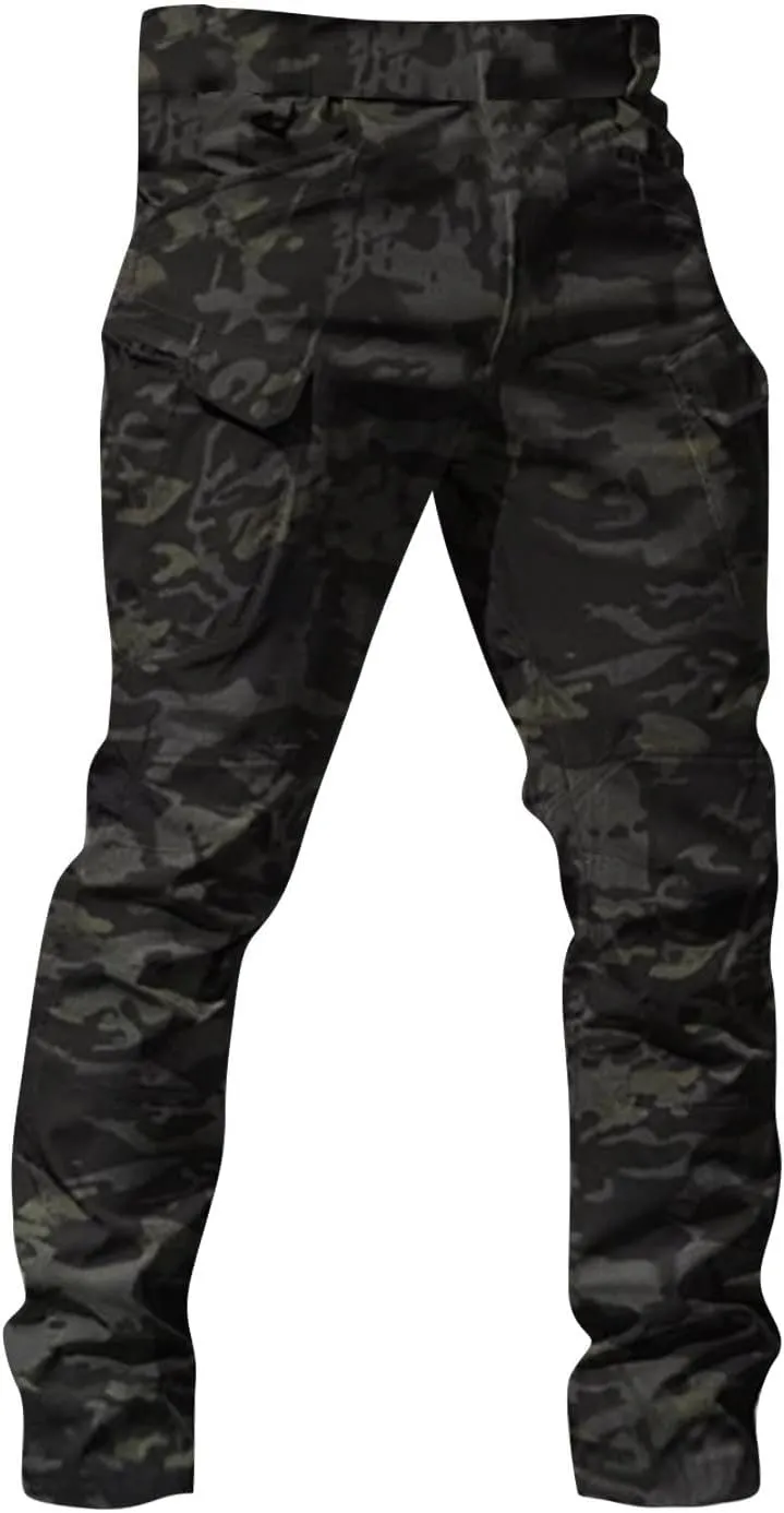 lcyhony Flexcamo - Tactical Waterproof Pants Men Relaxed fit Ripstop Hiking Work Pants Multi Pockets Water Resistant Pant