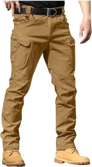lcyhony Flexcamo - Tactical Waterproof Pants Men Relaxed fit Ripstop Hiking Work Pants Multi Pockets Water Resistant Pant