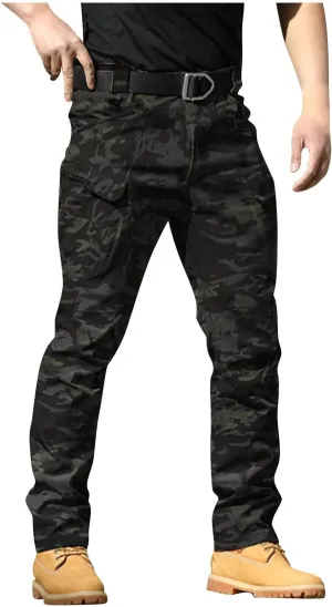 lcyhony Flexcamo - Tactical Waterproof Pants Men Relaxed fit Ripstop Hiking Work Pants Multi Pockets Water Resistant Pant