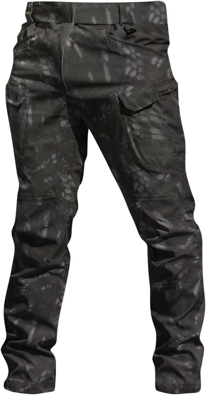 lcyhony Flexcamo - Tactical Waterproof Pants Men Relaxed fit Ripstop Hiking Work Pants Multi Pockets Water Resistant Pant