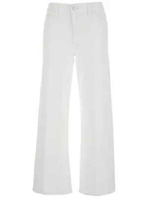 'Le Slim Palazzo' White Five Pocket Pants In Cotton Woman