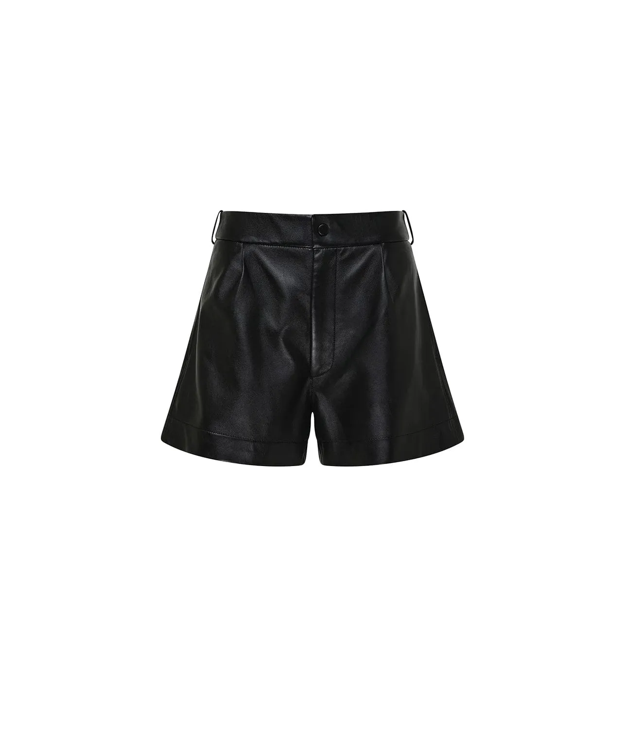 LEATHER MINI SHORT- BLACK