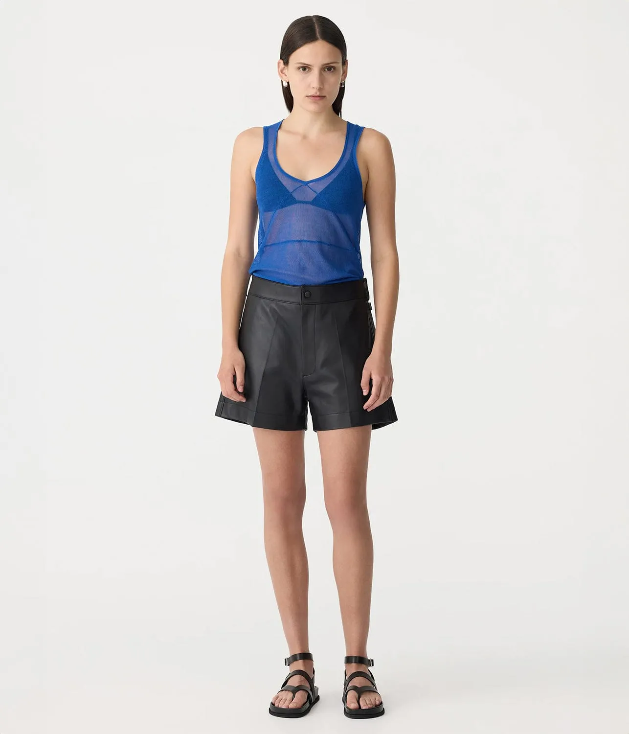 LEATHER MINI SHORT- BLACK