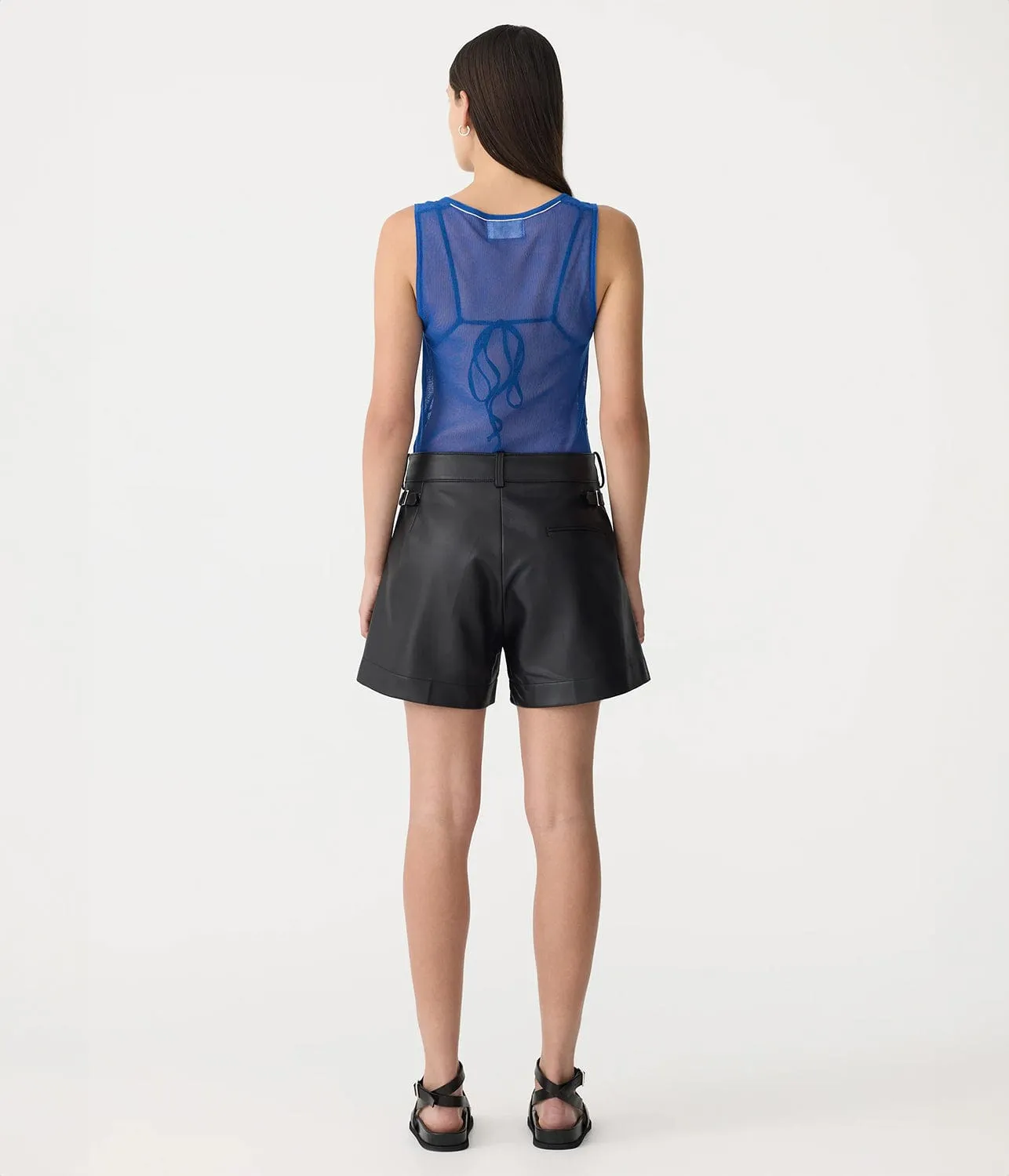 LEATHER MINI SHORT- BLACK