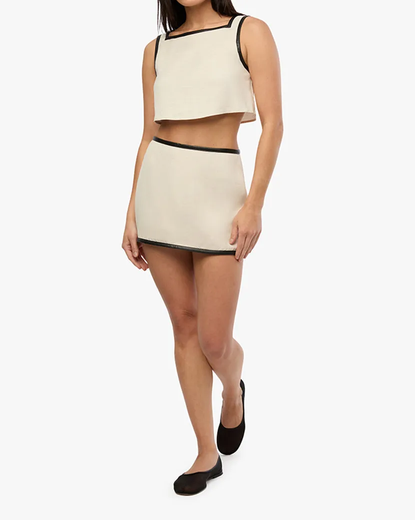 Leather Trim Cropped Top