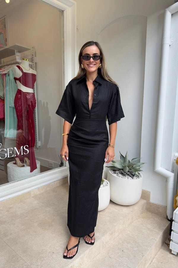 Everyday Layers Understated Glam Lefka Midi Dress Black