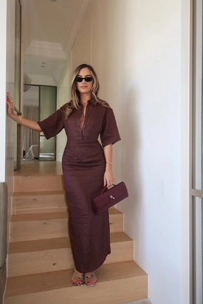 City Style Lefka Midi Dress Chocolate