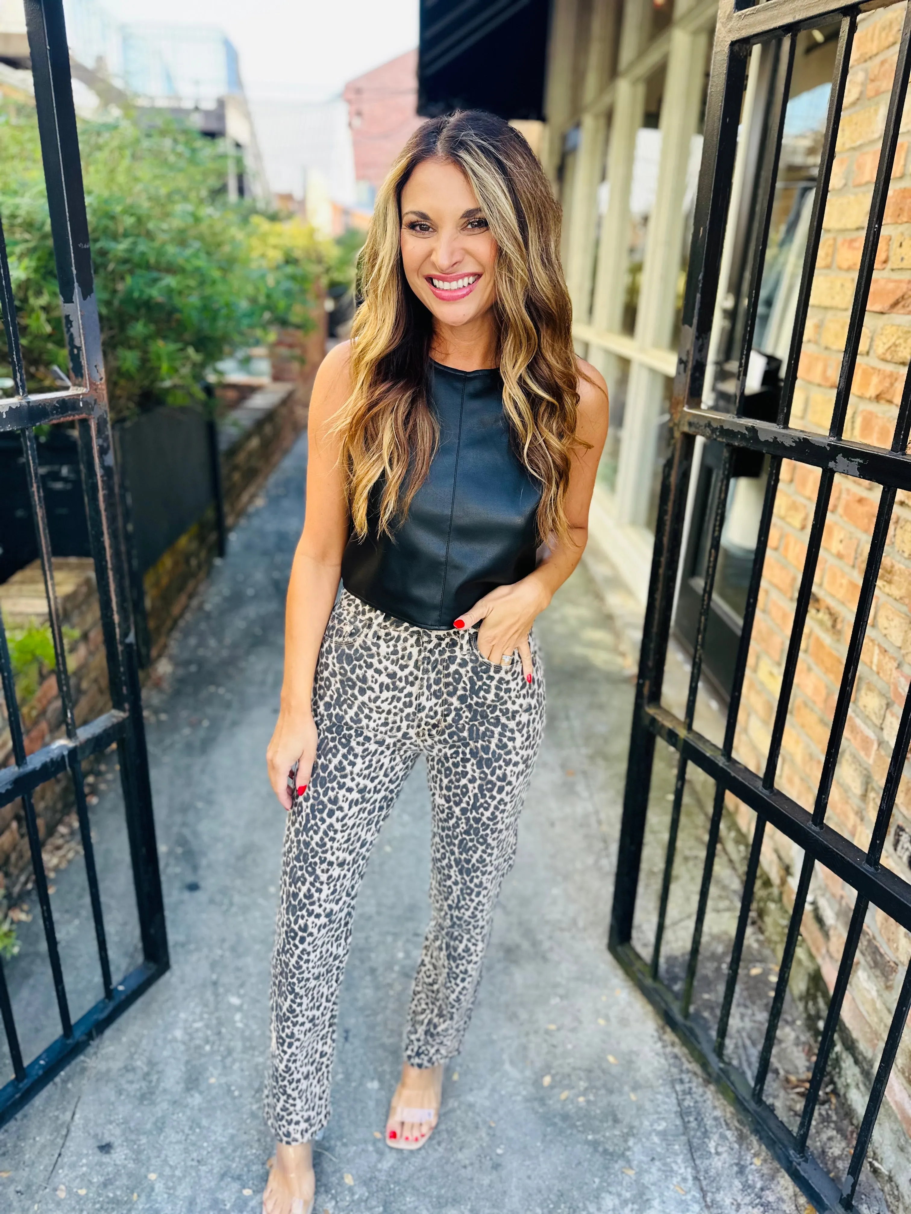 Leopard HR Straight Leg Denim