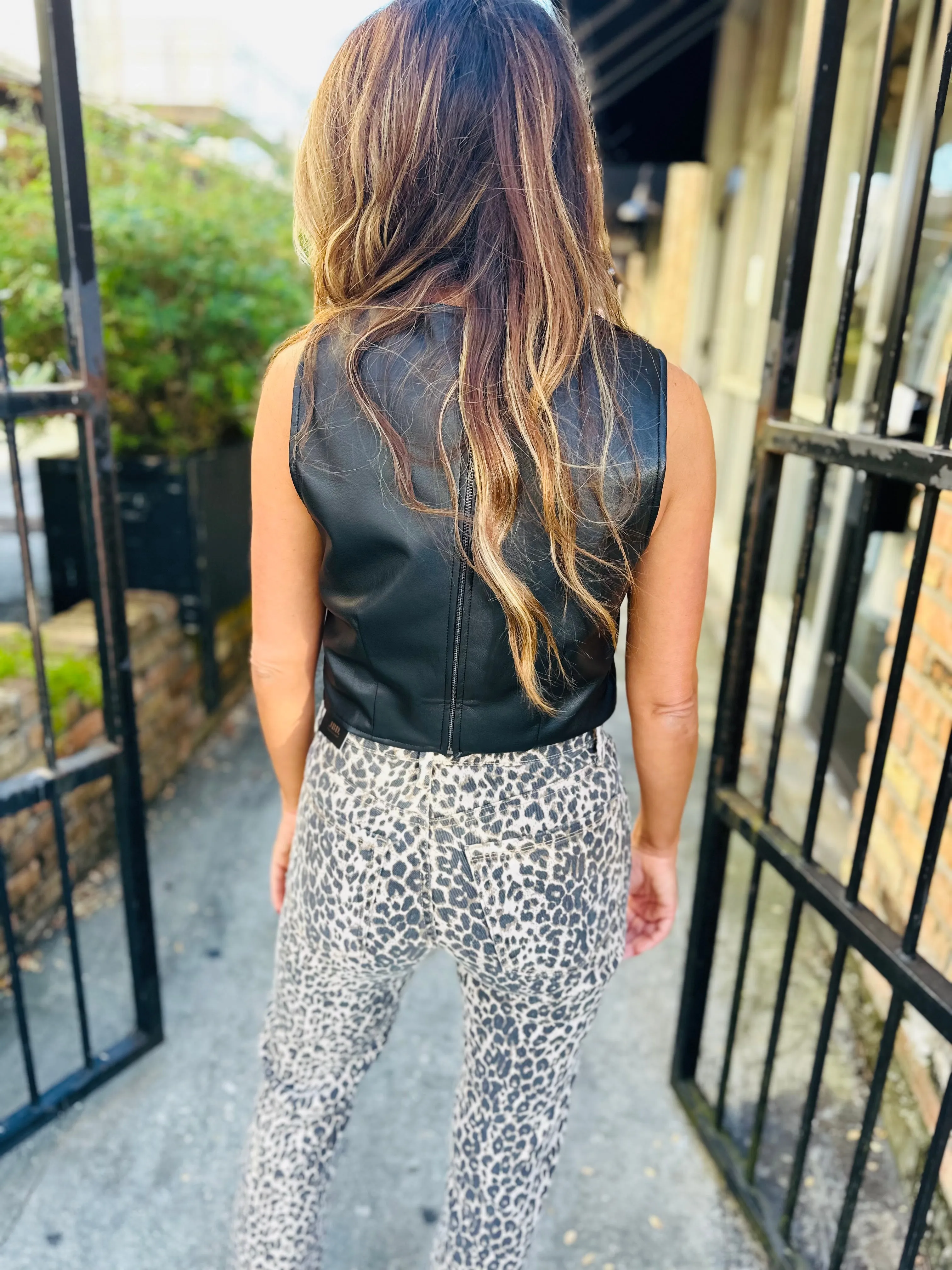 Leopard HR Straight Leg Denim