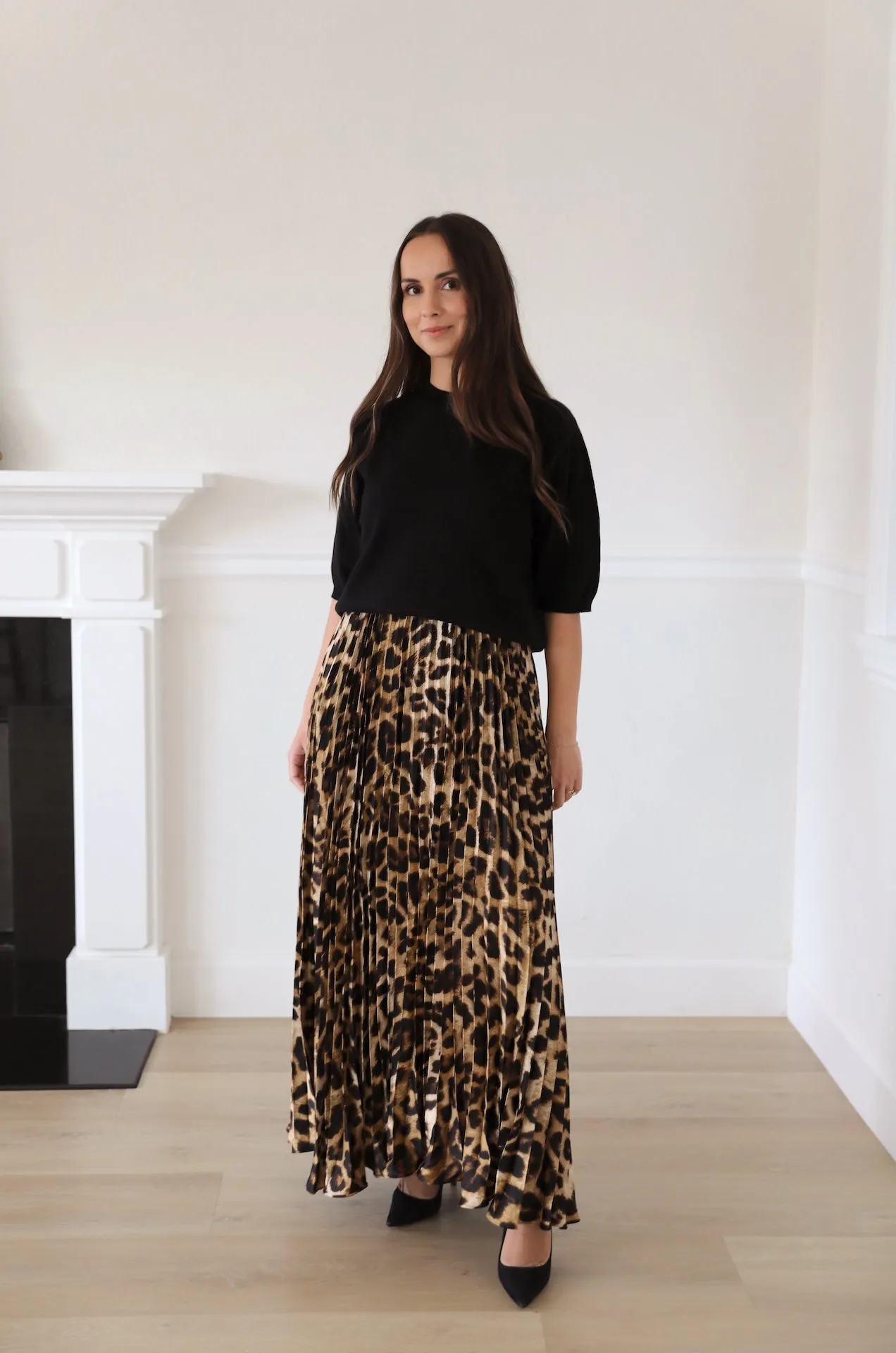 Leopard Print Pleated Dress
