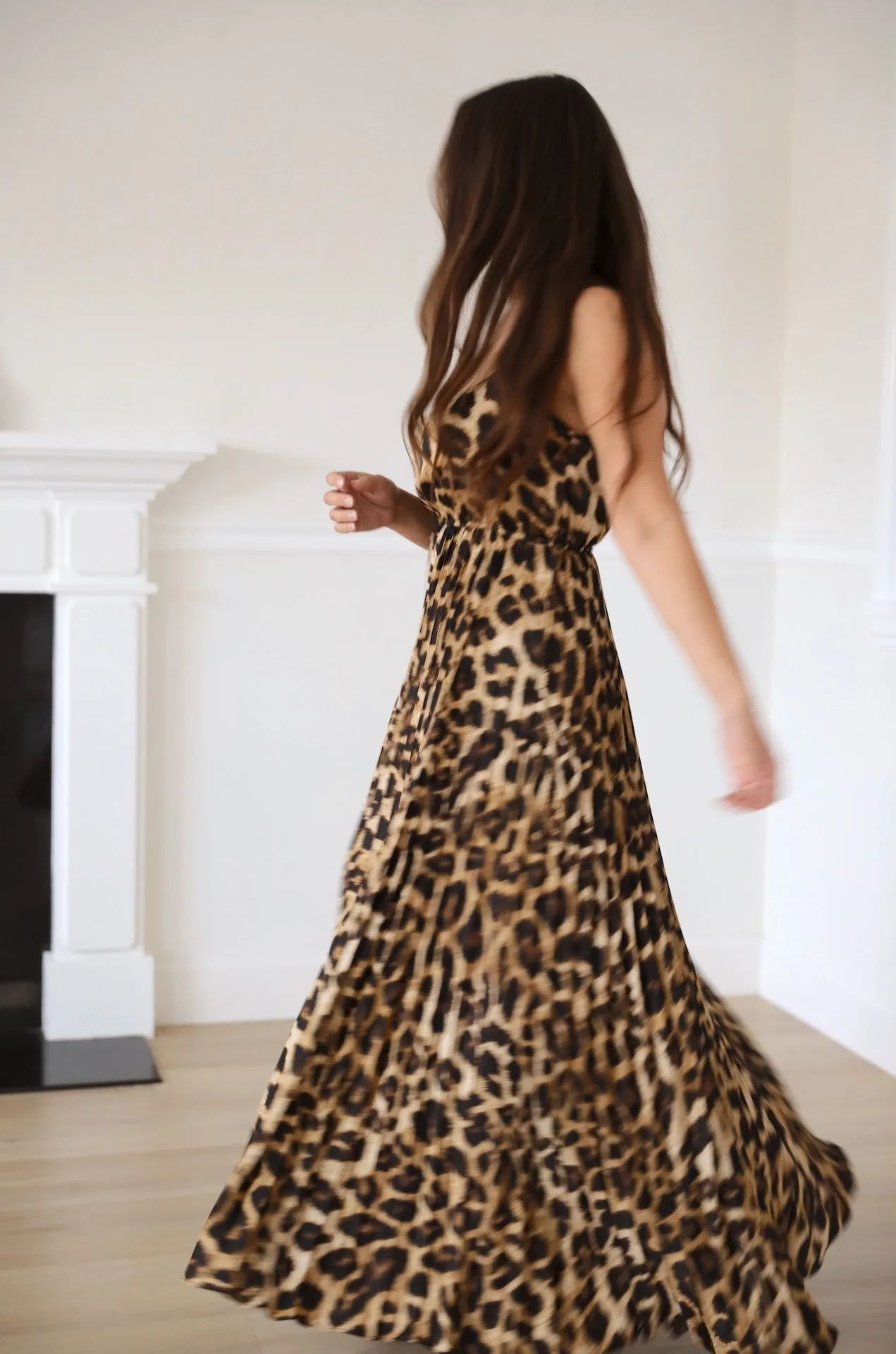 Leopard Print Pleated Dress