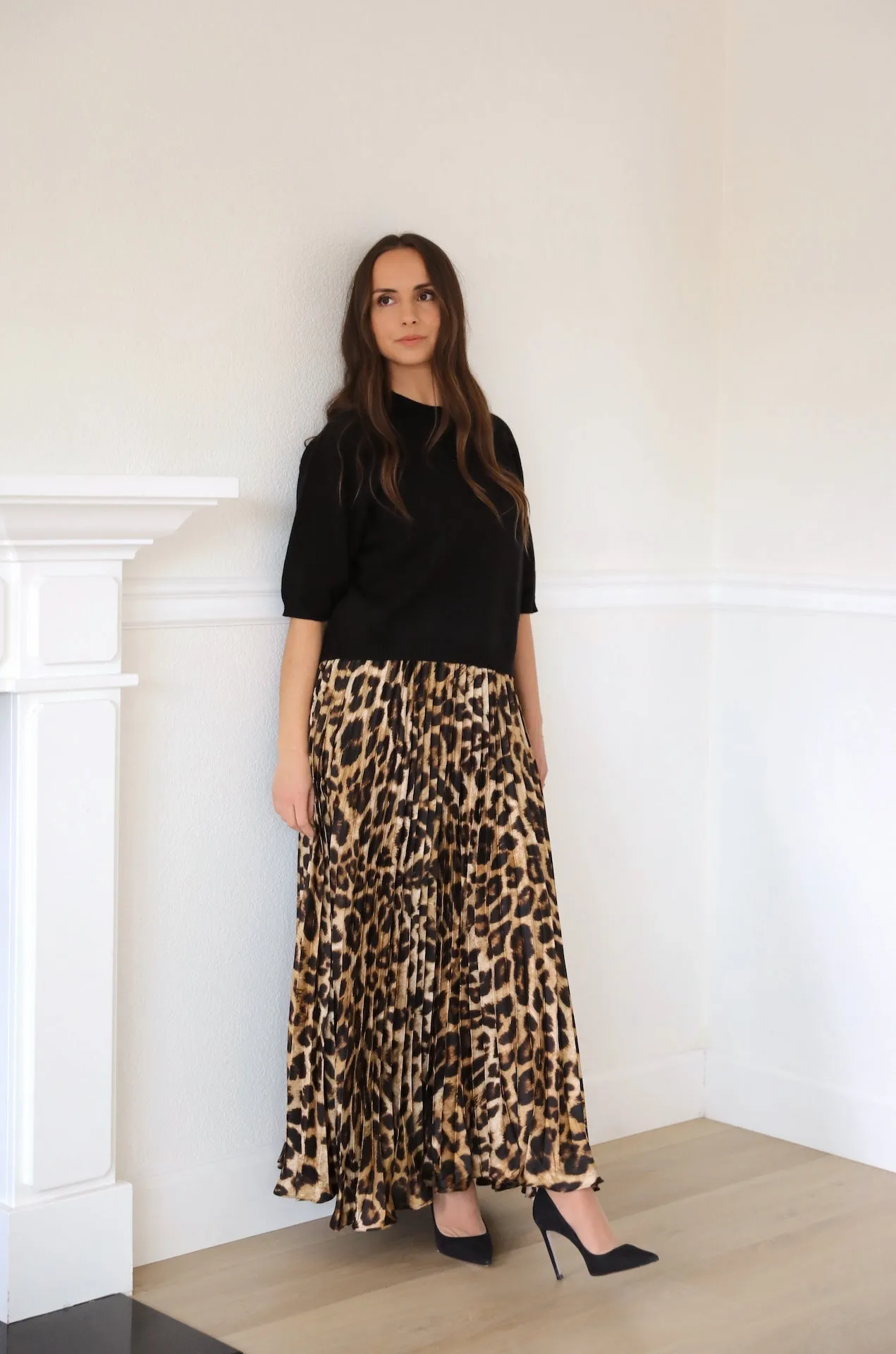 Leopard Print Pleated Dress