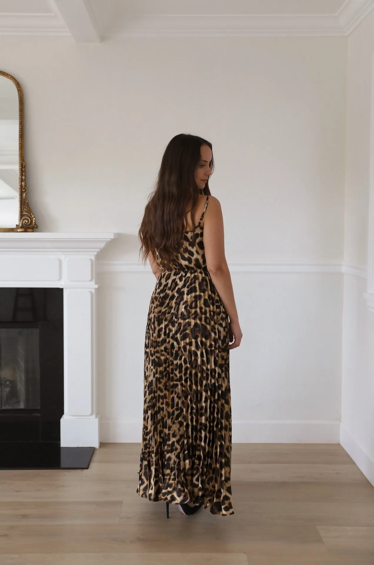 Leopard Print Pleated Dress