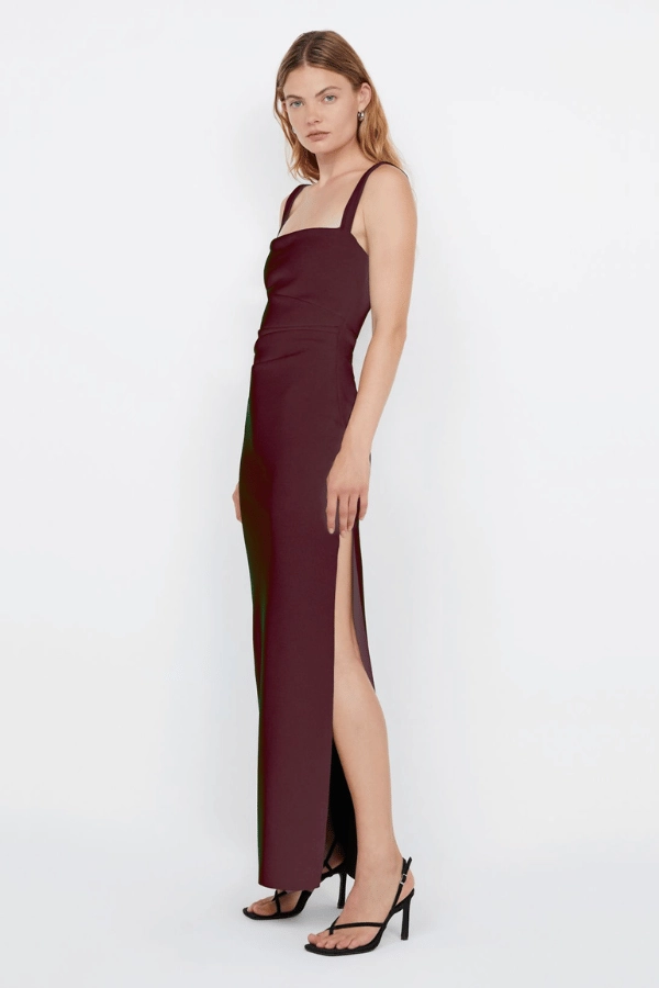 Shade Soft Modest Light Leora Tuck Maxi Dress Plum