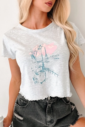 Letters From Paris Graphic Baby Tee (Heather Grey) Four Way Stretch MultiDirectionalStretch