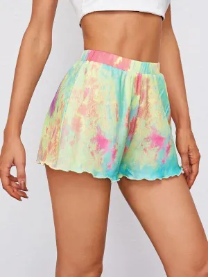 Lettuce Trim Tie Dye Shorts