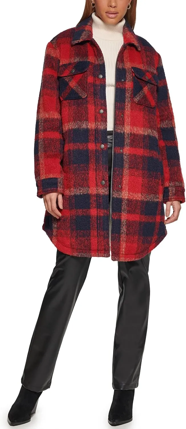 Levi's Womens Wool Blend Sherpa Lined Long Shacket