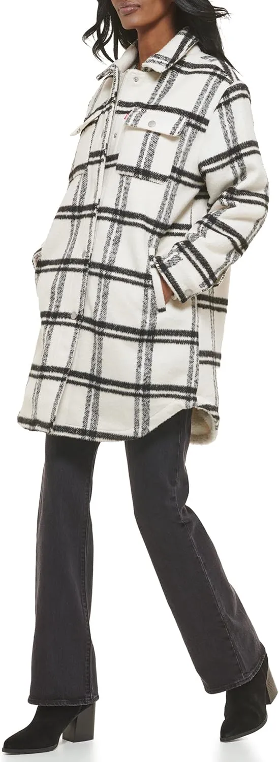 Levi's Womens Wool Blend Sherpa Lined Long Shacket