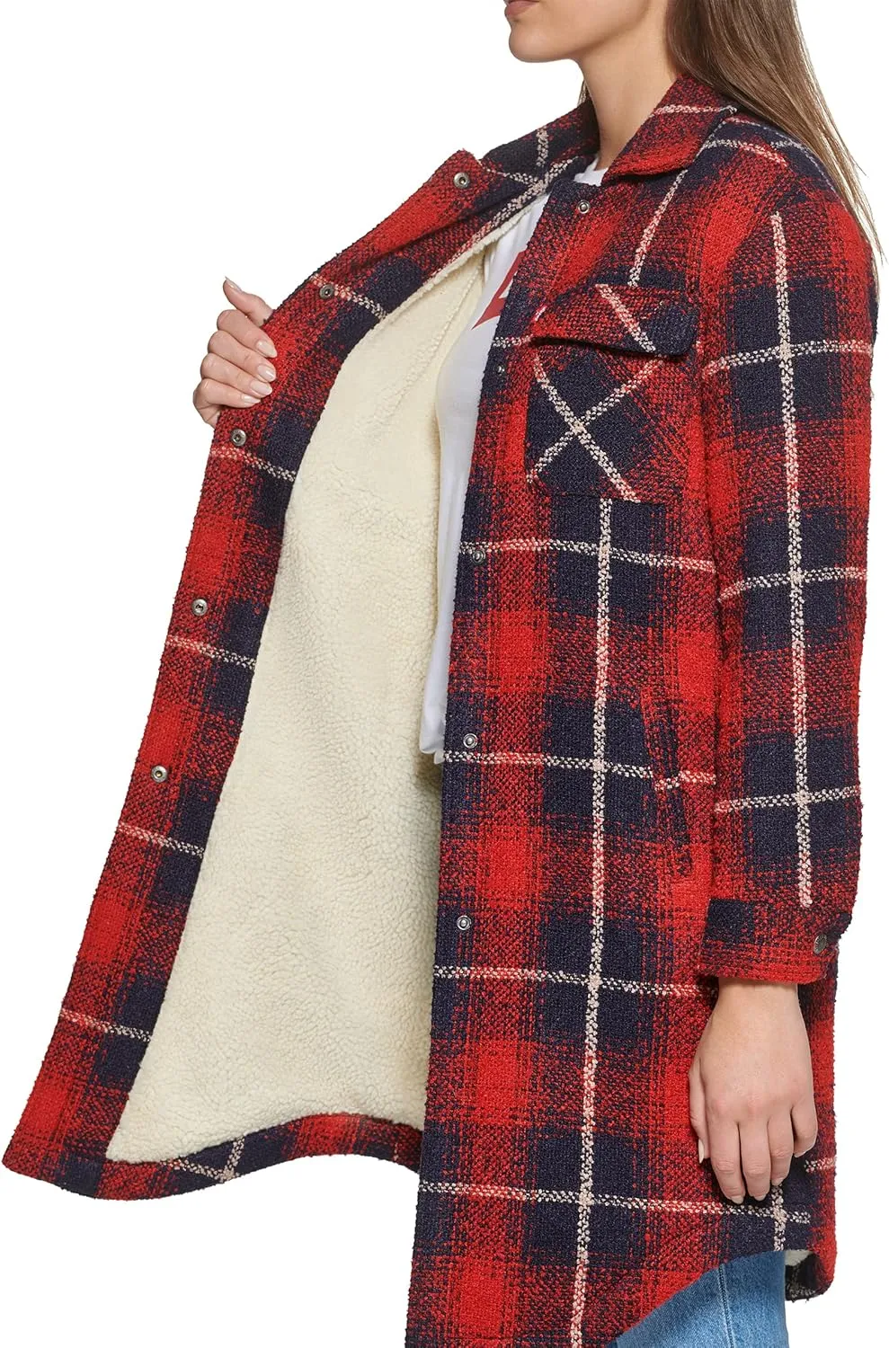 Levi's Womens Wool Blend Sherpa Lined Long Shacket