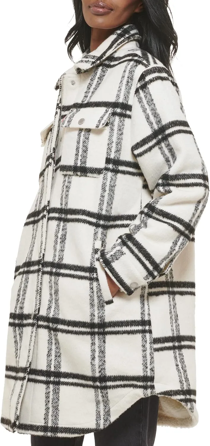 Levi's Womens Wool Blend Sherpa Lined Long Shacket